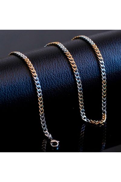 The Collection Double Color Gourmet Chain Steel Unisex Necklace