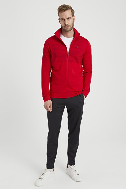 DYNAMO Ανδρικό σετ αθλητικής φόρμας από κόκκινο καταδυτικό ύφασμα με στάμπα λεπτομέρειας μπροστά