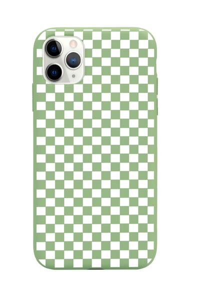 Spoyi iPhone 11 Pro Max Compatible Checkerboard Design Green Launch Phone Case