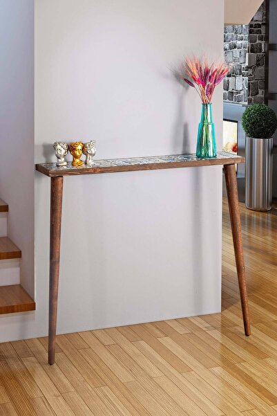 bluecape Kopya - Esperanza Dresuar Ceviz 92x20cm Doğal Masif Ayaklı Raf Salon Mutfak Antre Hol Koridor