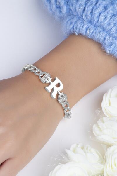 Sortie Aksesuar سوار بتصميم حرف R من حجر الزركون