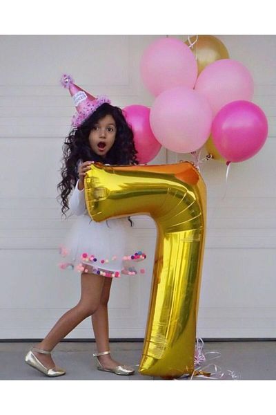 Parti dolabı 100 Cm Gold Gold Yellow Gold Large Foil 7 Number Balloon 40inc