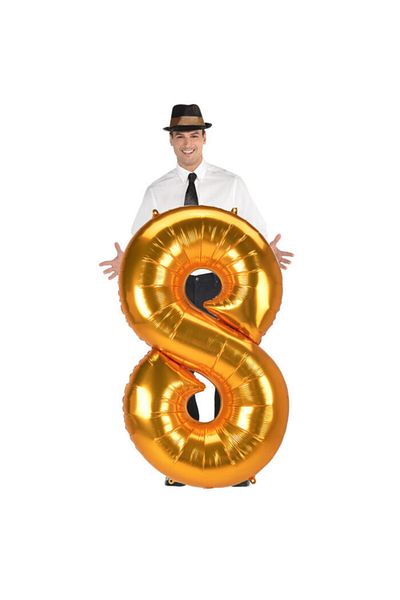 Parti dolabı 100 Cm Gold Gold Yellow Gold Large Foil 8 Number Balloon 40inc