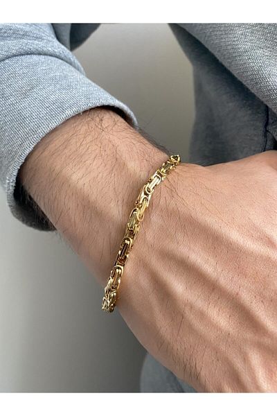 The Collection Gold Men's Steel King Bracelet Imprint 6 Mm