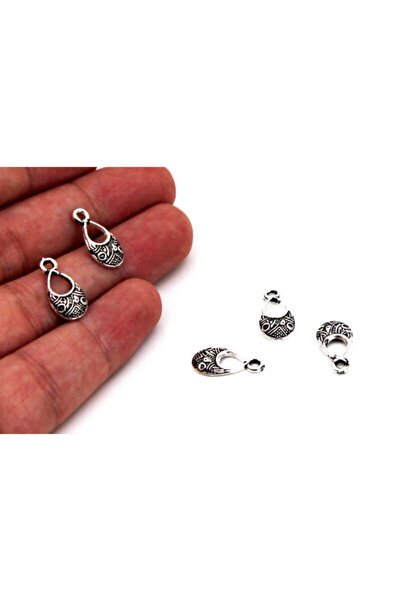 yfhobi 12 Adet - 9x17 Mm Damla Desenli, Metal Uç, Takı Malzemesi, Boyalı Gümü...