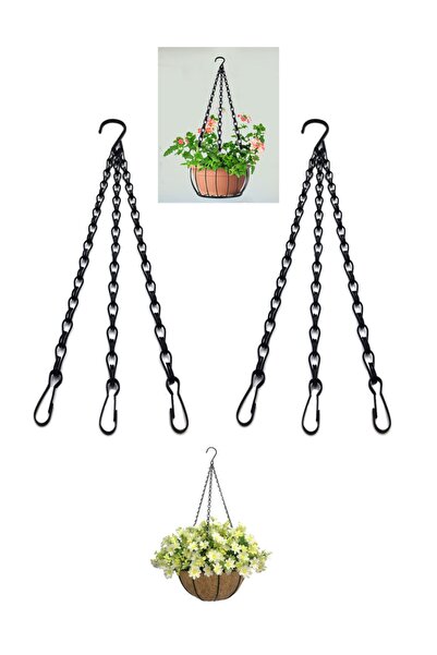 Etsylight Metal Saksı Sepet Zinciri, Çiçeklik Zinciri, Saksı Zinciri, Siyah R...