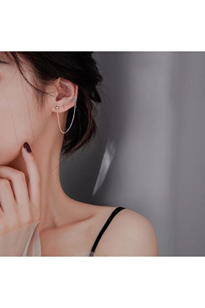 TakıConcept Üstten Deliksiz Zincirli Küpe