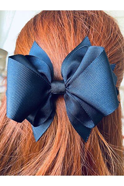 Gülay Akseuar Toka Cataramă cu fundă din material textil bleumarin