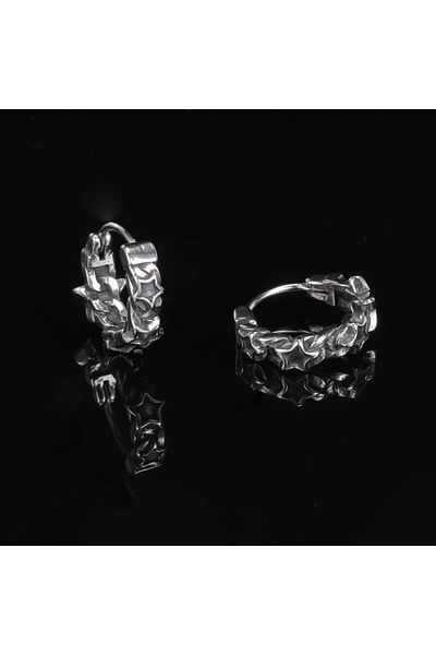 northstarshop Star Figure Sports Style Hoop Snap Biker 316l Steel Earrings (pair)
