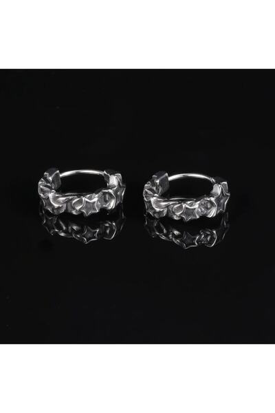 northstarshop Star Figure Sports Style Hoop Snap Biker 316l Steel Earrings (pair)