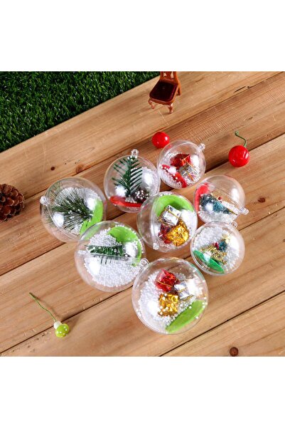 Masalsı Concept Christmas Ornament 6 cm Hollow Transparent Ball 8 Pieces