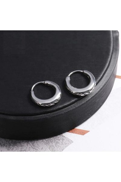 northstarshop Vintage Antique Design Hoop Snap 316l Men's Steel Earrings (pair)