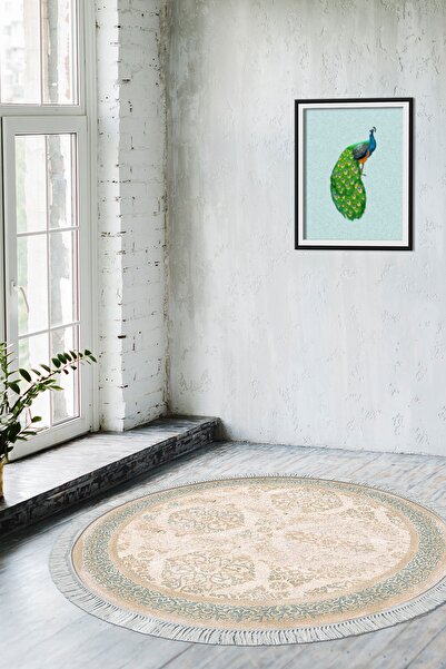 Alanur Home Eko Trend Djt Banyo Paspası Yıkanabilir Kaymaz Taban 1376 Yuvarlak Klasik Açık Turkuaz