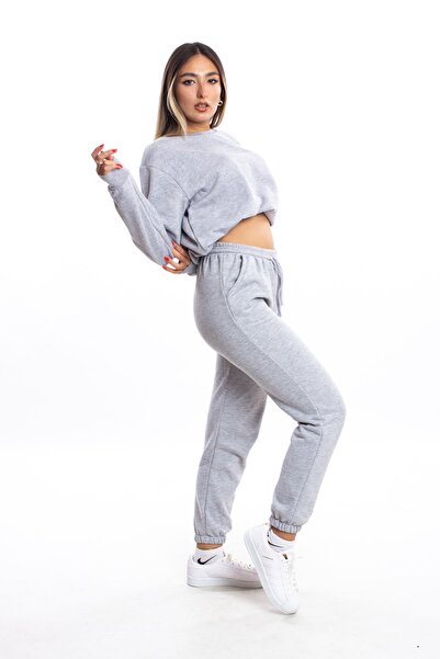 blackbonds Ženska siva trenerka sa elastičnim nogavicama