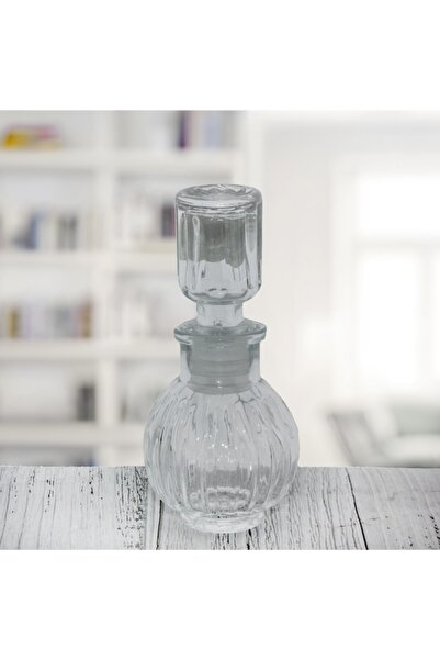 mutlu adım 5 Adet 5,5x11cm Kristal Cam Kapaklı Şişe Çok Çizgili