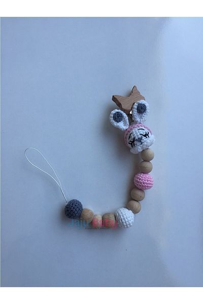Jaju Baby Amigurumi Pink Cute Antenna Ears Pacifier Chain 22 Cm