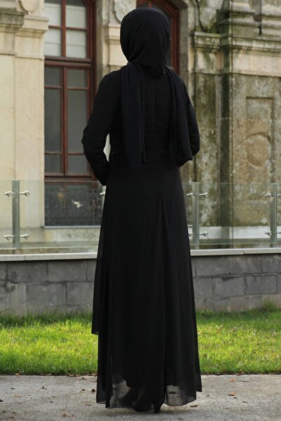 Feiza Collection Payet Detaylı Tesettür Abiye Elbise - Siyah