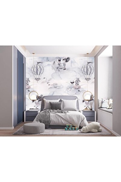 adalidekor Çocuk Odası Harita Kuğu Ve Bulut Desenli