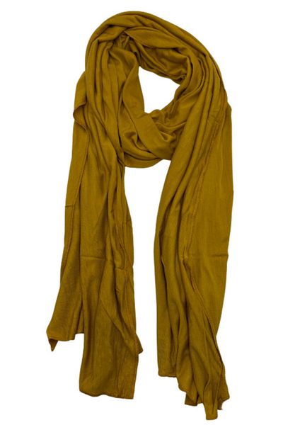 nazipek Lycra Combed Cotton Dark Mustard Shawl 200x75