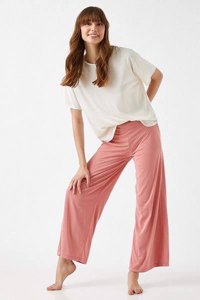 Koton Pajama Bottoms - Pink - Wide leg