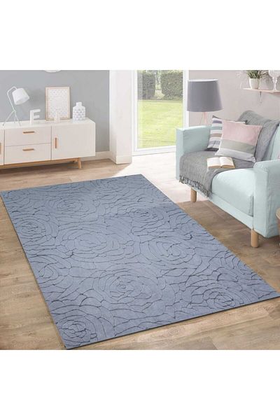 Hakan Carpet Cover Rose Pattern Gray