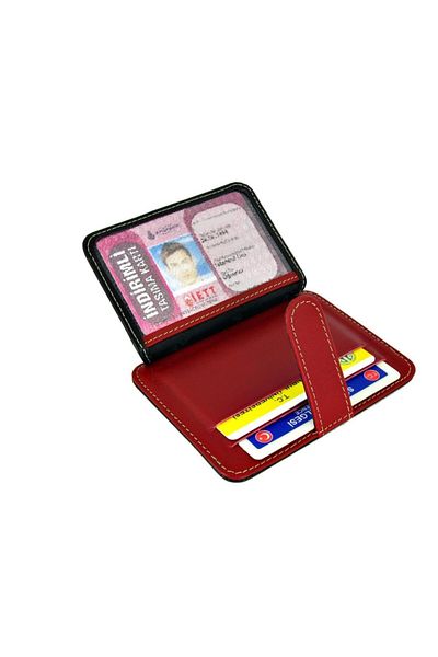 Zenga Men's Red Leather Wallet Portable Card Holder Z024