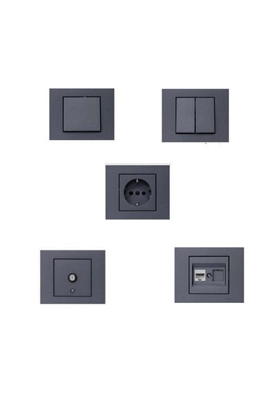 OVİVO Grano Smoked Switch & Socket Set 18 Pieces