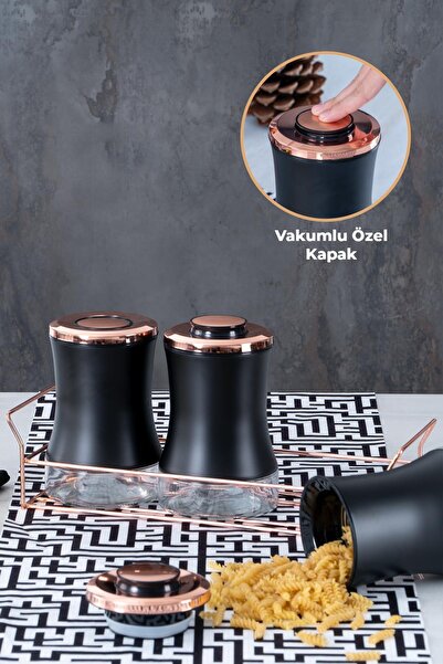 ACAR Zerda 3 Parça Standlı Cam Kavanoz Seti