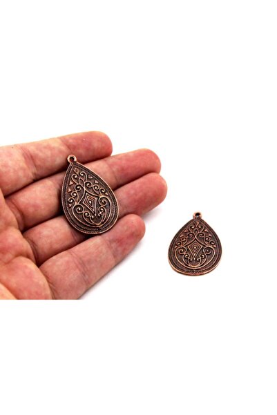 yfhobi 1 Adet - 24x39 Mm, Damla Desenli, Metal Uç, Takı Malzemesi, Bakır Oksi...