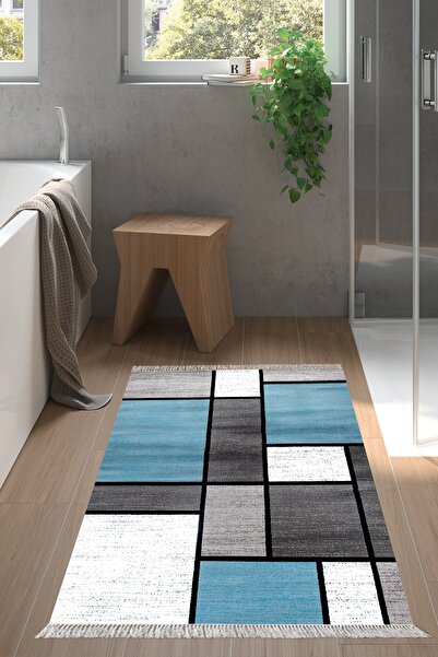 Alanur Home Eko Trend Djt Banyo Paspası Yıkanabilir Kaymaz Taban S5044 Geomet...