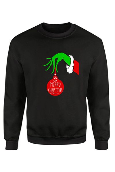 venüsdijital Μαύρο φούτερ Unisex με σχέδιο δώρου Grinch