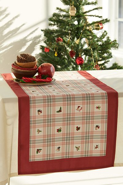 AYSHOME Κόκκινο Gingham Πρωτοχρονιάτικο Runner 45x140