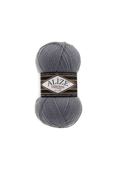 Alize Superlana Classic Hand Knitting Yarn Μαλλί Κωδικός χρώματος: 87-γκρι κάρβουνο