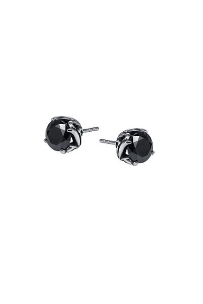 northstarshop Black Zircon Stone Vintage Design Nail-Proof Motorcycle Male 316l Steel Earrings (pair)