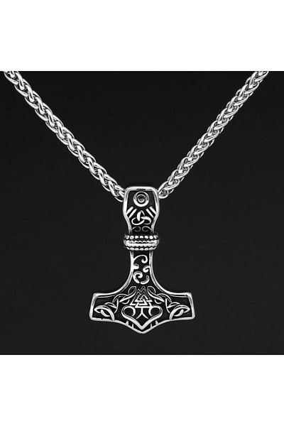 Viking Embroidered Design 316l Men's Steel Necklace