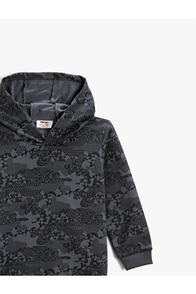 Koton Baskılı Kapşonlu Sweatshirt Uzun Kollu