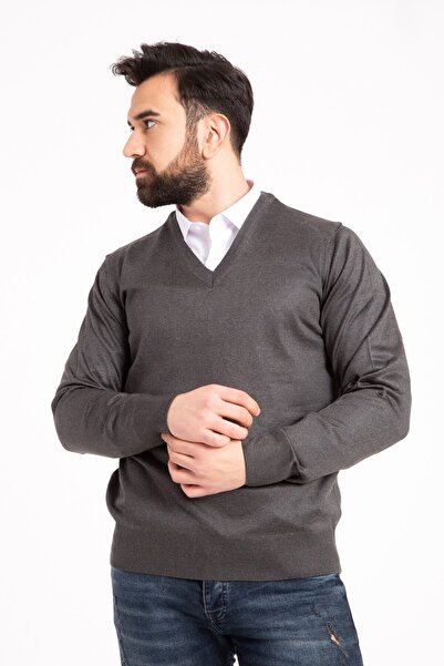 NACAR STORE Smoked Men's Knitwear Sweater - Thin Wool, V-Neck