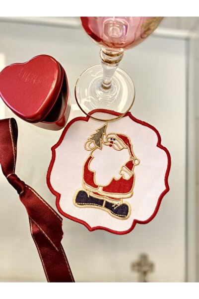 cantasarım ev tekstili Noel Baba Yılbaşı Happy Christmas Nakış Desenli Koktey...