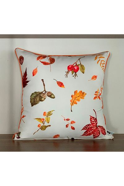 KIRLENTİM E924 Digital Printed Double Sided Patterned Throw Pillow Cover with Piping Edges