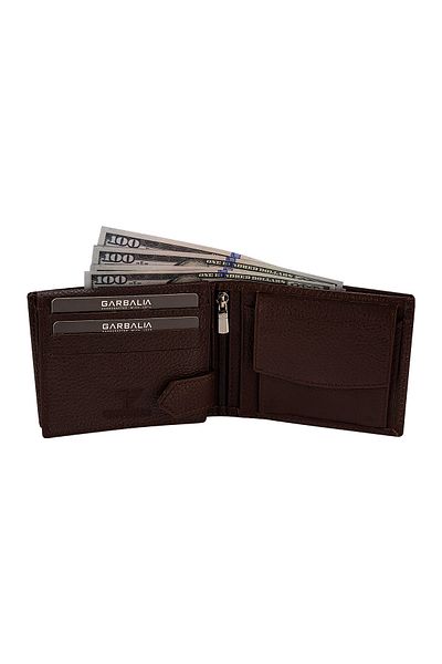 Garbalia Кафяв мъжки портфейл от естествена кожа Torin