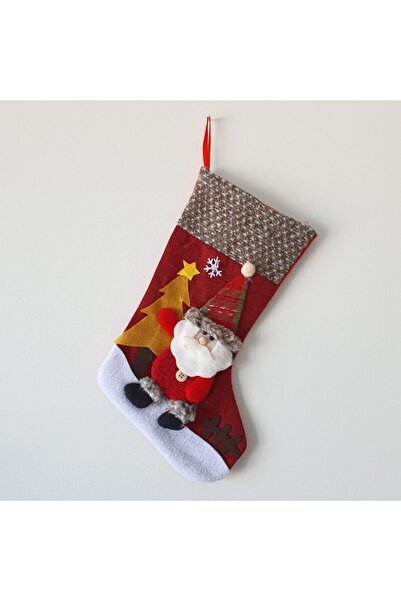 Bravo Asılabilir Yılbaşı Yeniyıl Hediye Çorabı 35cm Noel Ağaç Süsü Çorap