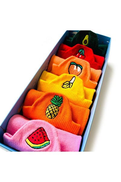 Socks Stations Kadın Renkli Meyveli 6 Lı Bilek Çorap Kutusu