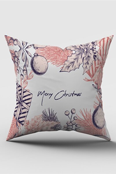 SasoHome Merry Christmas Happy New Year Patterned Digital Printed Throw Pillow Cover