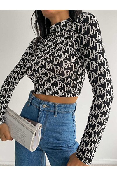 ladyzey Жіночий кроп-топ з рибальським коміром і принтом «Париж»