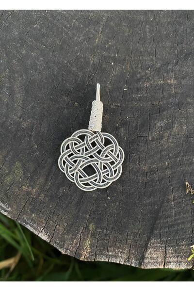 KAZZAZE Aşk Düğümü Gümüş Kazaziye Siyah Beyaz Kolye Ucu