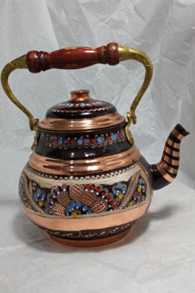 Ceyda Bakır Üretici Bakır Üstten 1650 Lt Su Hacmi Kulplu Çaydanlık