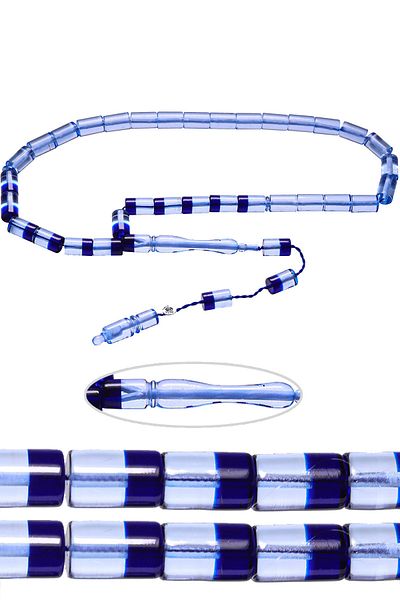 Tesbih Atölyesi Light Blue Certified Fire Amber Prayer Beads