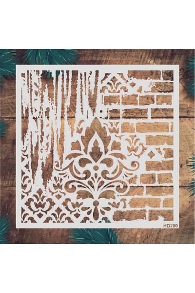 STENCİLTASARIM Hd200 Mix Homedecor, Stencil Wall Wooden Tile Painting Template 40x40 Cm