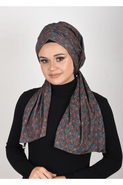 OykumBone العرقية منقوشة ساندي النسيج ليكرا شال جاهز وشاح بونيه
