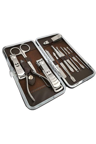 Drop Deposu Manicure Nipper with Bag Professional and Manicure Pedicure Kit 13 Pieces Cuticle Pusher and Tweezers (4172)